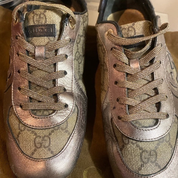 Gucci Leather Trimmed Logo Print Casual Shoes 38 - Picture 8 of 8
